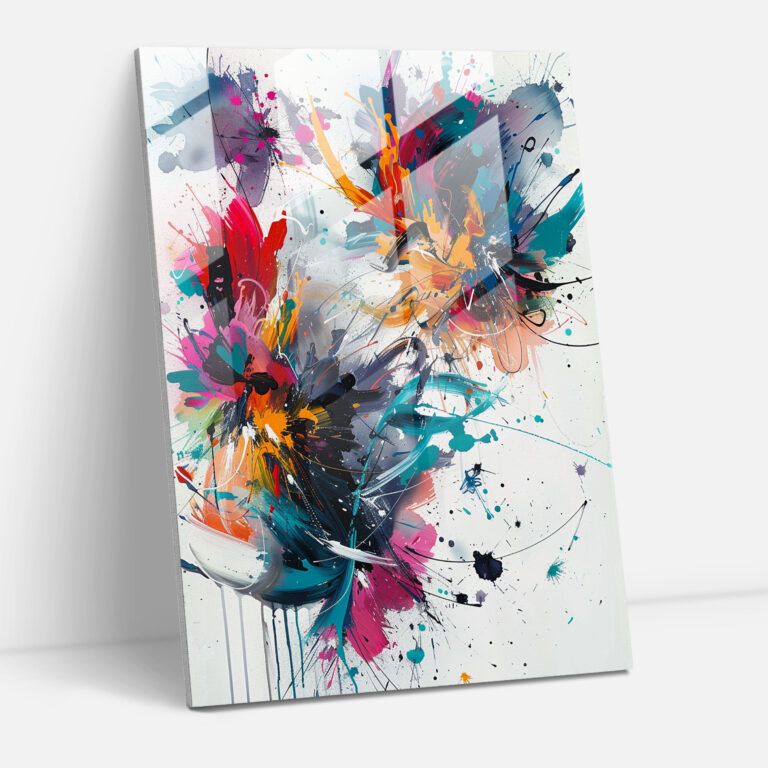 Expressive Splatters Glass Wall Art - Action Painting, Glass Wall Art, Action Painting, Wall Decoration