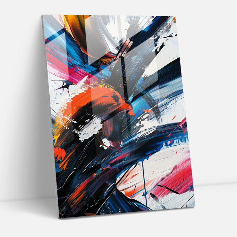 Chaotic Action Painting Glass Wall Art - Action Painting, Modern Art, Glass Wall Art, Energetic