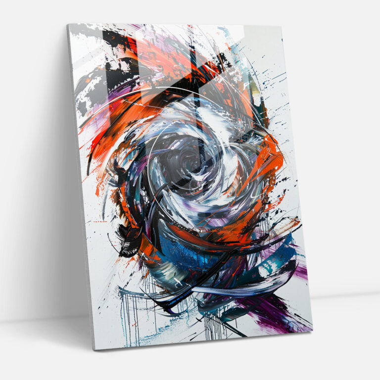 Energetic Spirals Action Painting Glass Art - Action Painting, Wall Decoration, Home Decoration, Spiraling Shapes