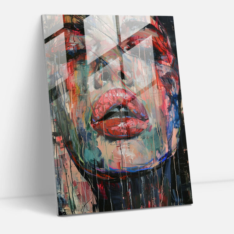 Contrast Collide Glass Print - Action Painting, Intense Brushstrokes, Action Painting, Bold Contrasts