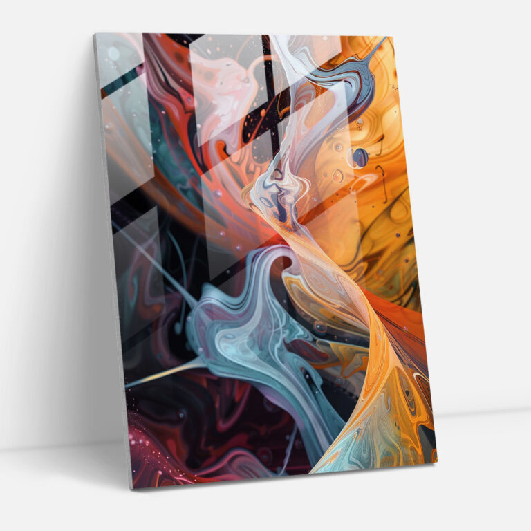 Organic Flow Glass Art - Action Painting, Wall Decoration, Flowing Lines, Organic Shapes