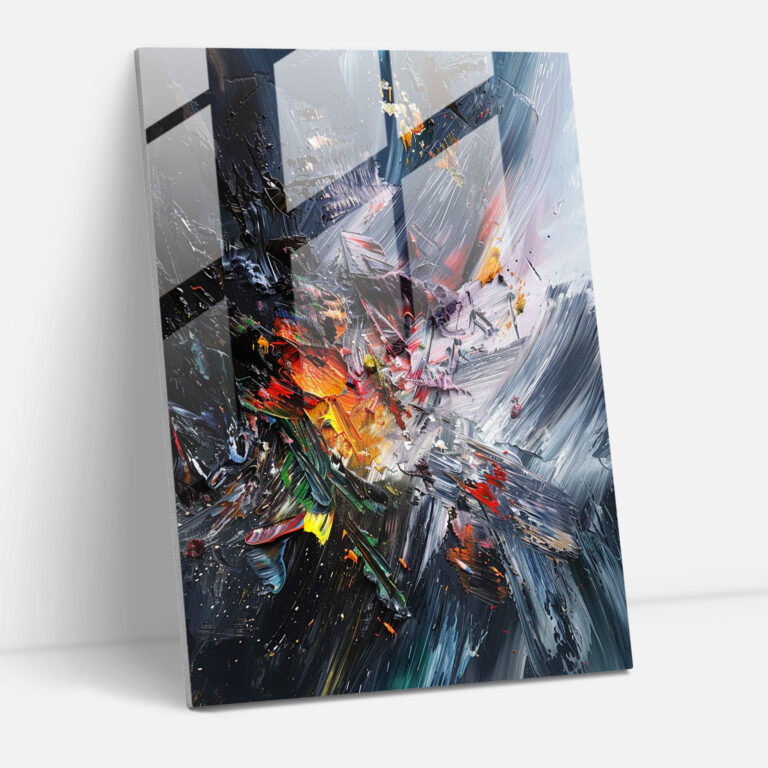 Chaotic Layers Glass Print - Action Painting, Home Decoration, Modern Art, Wall Decoration