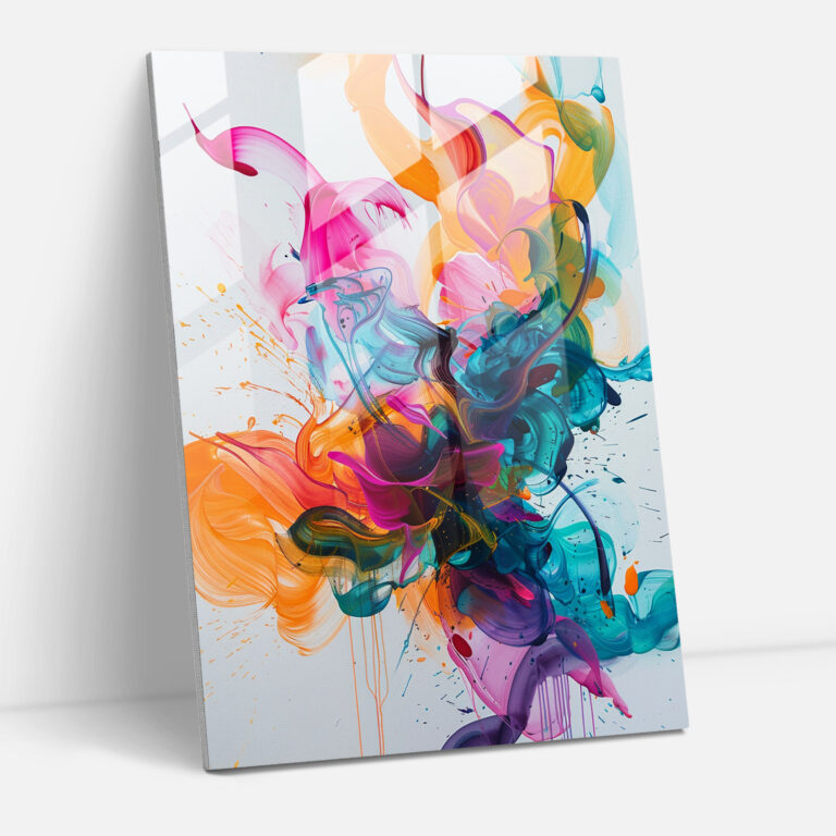 Vivid Action Painting Glass Print - Action Painting, Colorful Art, Glass Wall Art, Action Painting