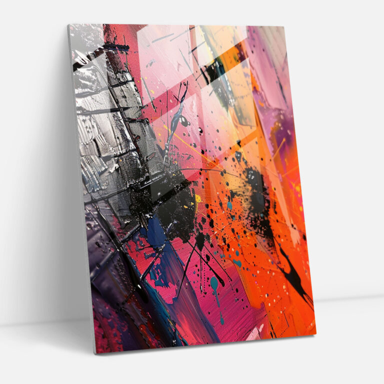 Color Contrast Glass Wall Art - Action Painting, Modern Art, Color Contrast Art, Glass Wall Art