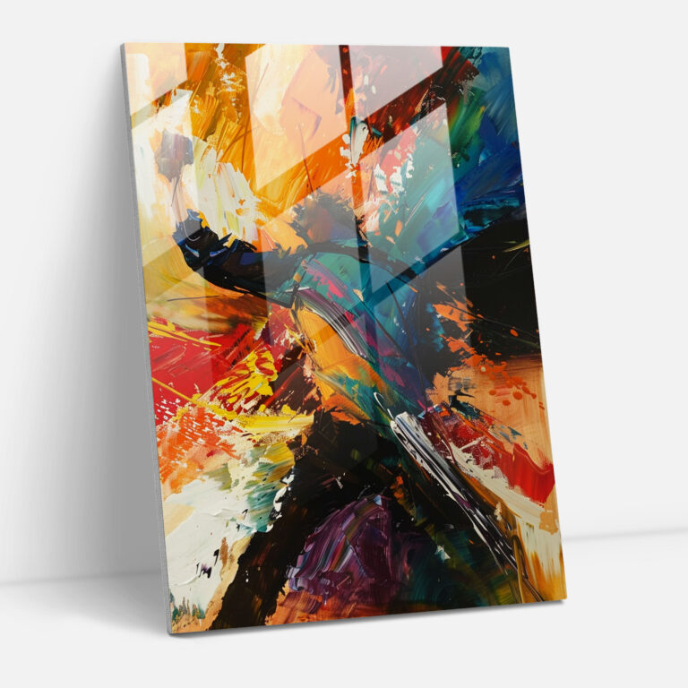 Impactful Action Painting Glass Wall Art - Action Painting, Action Painting, Home Decoration, Glass Wall Art