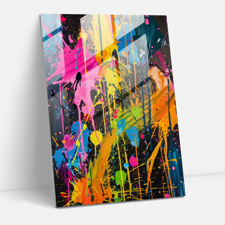 Chaos And Beauty Glass Print - Action Painting, Glass Print, Modern Art, Wall Decoration