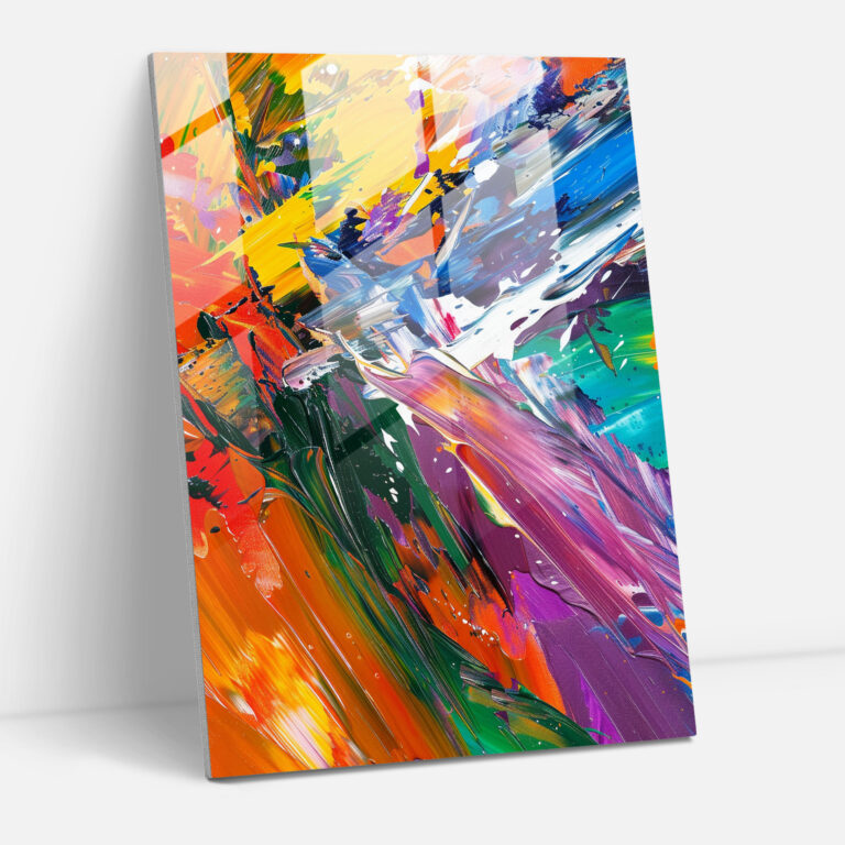 Energetic Expression Glass Wall Art - Action Painting, Home Decoration, Modern Art, Glass Wall Art