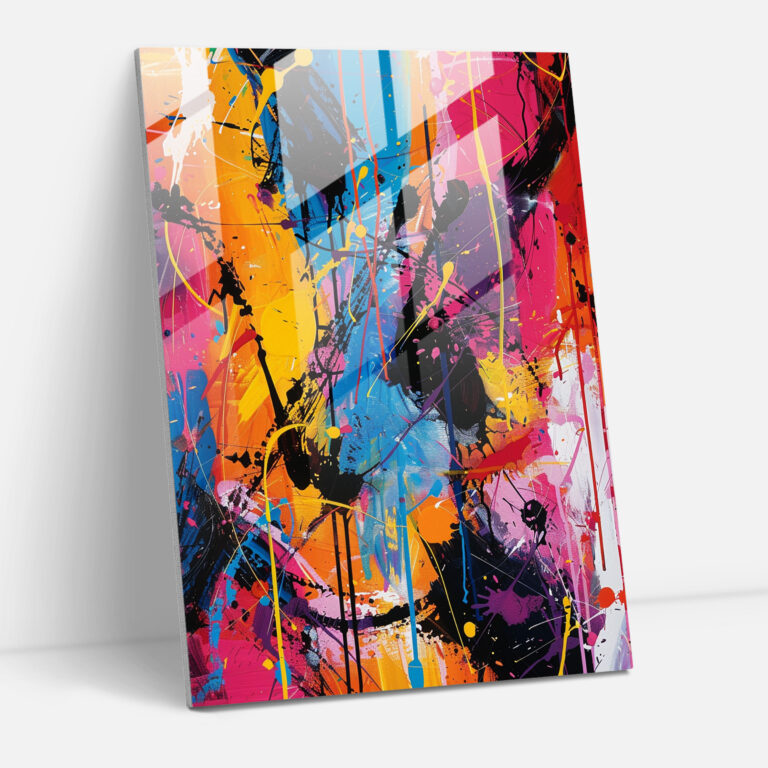 Spontaneous Marks Glass Print - Action Painting, Modern Art, Home Decoration, Glass Print
