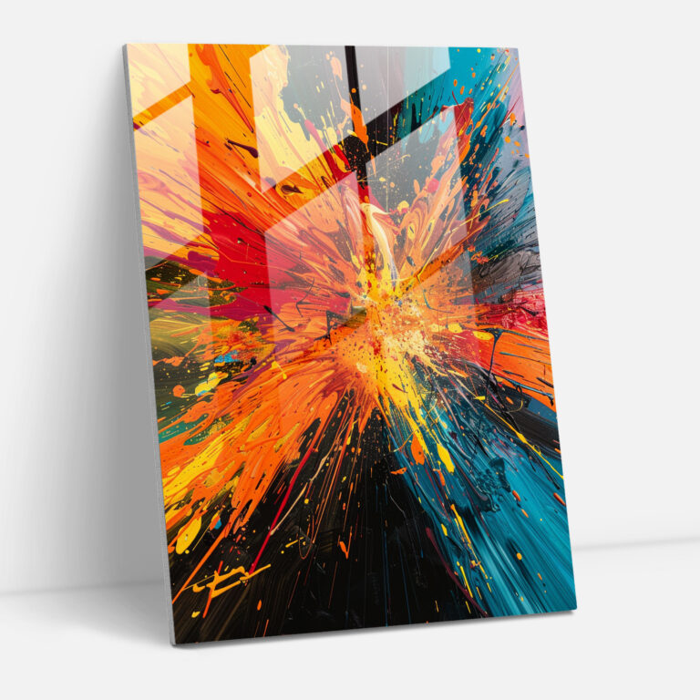 Color Explosion Glass Wall Art - Action Painting, Action Painting, Glass Wall Art, Modern Art