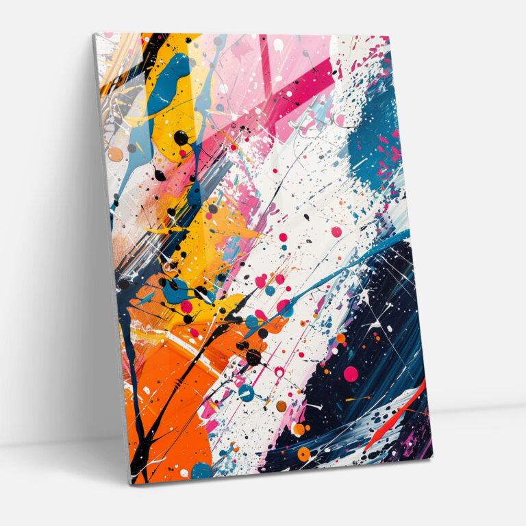 Playful Rhythm Glass Print - Action Painting, Action Painting, Wall Decoration, Glass Print