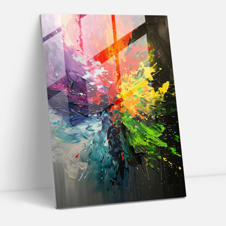 Action Painting Home Decoration - Explosive Colors Blending Together - Action Painting, Modern Art, Glass Print, Action Painting