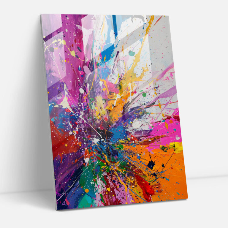 Action Painting Modern Art - Dynamic Splashes Of Color - Action Painting, Action Painting, Modern Art, Glass Print