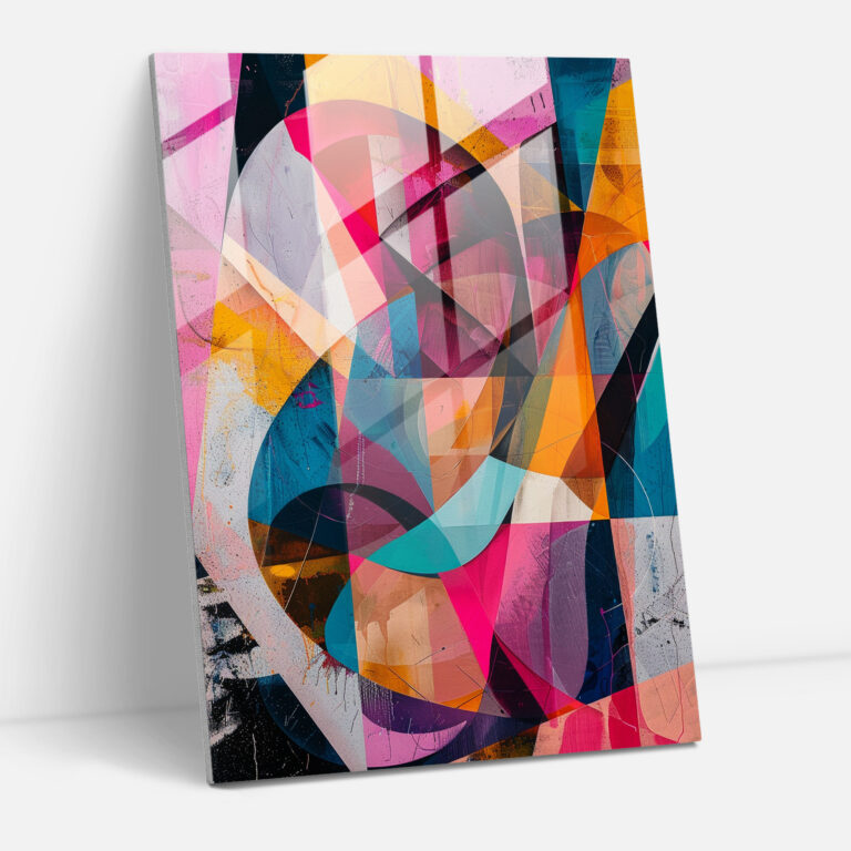 Action Painting Glass Print - Colorful Geometric Abstraction - Action Painting, Geometric Shapes, Glass Print, Home Decoration