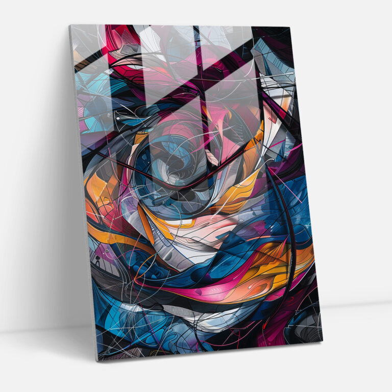 Action Painting Glass Art - Chaotic Harmony - Action Painting, Swirling Lines, Chaotic Harmony, Wall Decoration