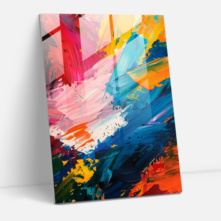 Action Painting Glass Print - Vibrant Brush Strokes - Action Painting, Vibrant Colors, Glass Print, Movement
