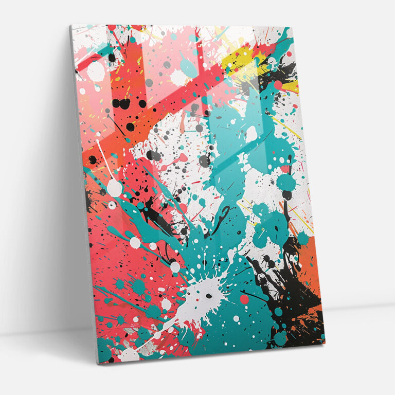 Action Painting Glass Wall Art - Rhythmic Paint Splatters - Action Painting, Paint Splatters, Creativity, Glass Wall Art