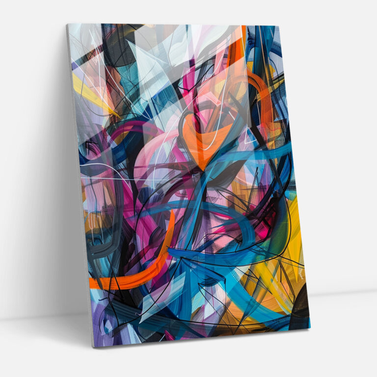 Action Painting Glass Art - Dynamic Intersections - Action Painting, Glass Art, Interwining Lines, Organic Shapes