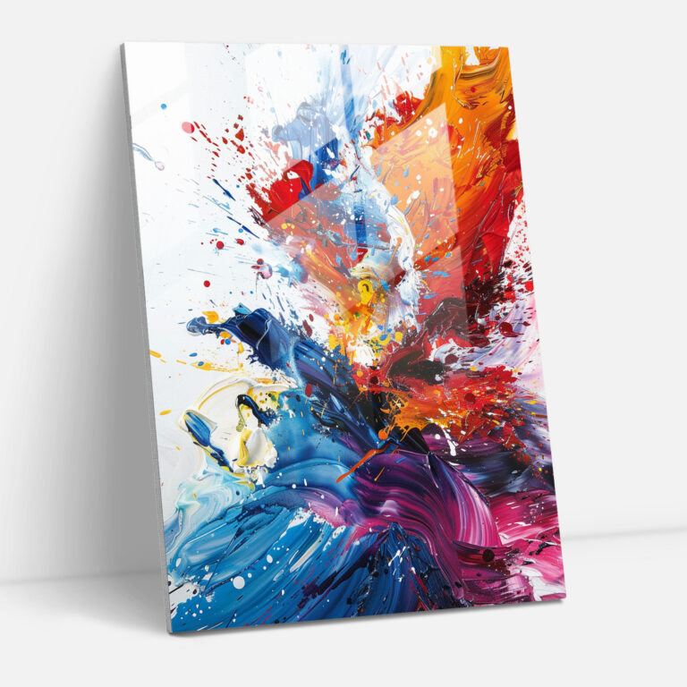 Energetic Action Painting Glass Wall Art - Action Painting, Home Decoration, Glass Wall Art, Wall Decoration