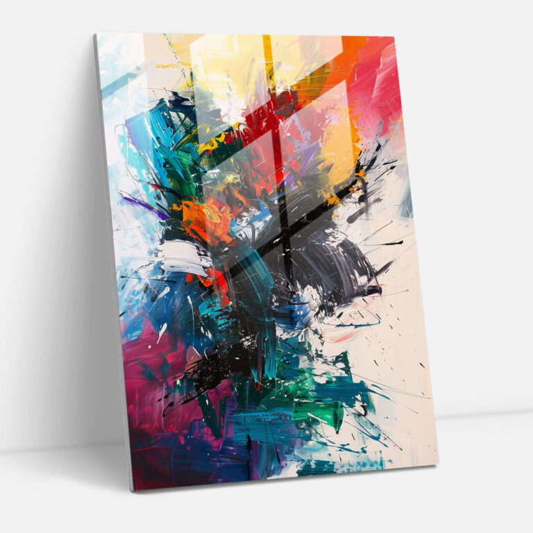Abstract Chaos Glass Print - Action Painting, Wall Decoration, Glass Print, Action Painting