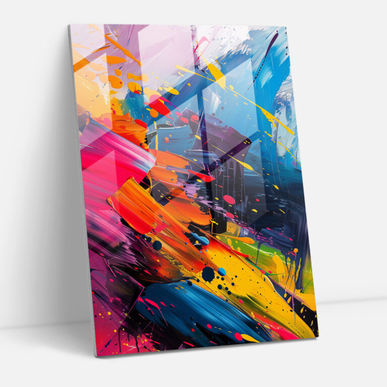 Action Painting Glass Print - Action Painting, Wall Decoration, Glass Art, Action Painting
