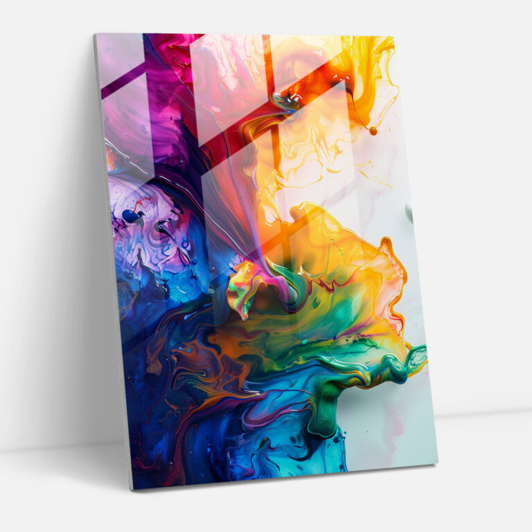 Vibrant Action Painting Glass Art - Action Painting, Modern Art, Glass Art, Home Decoration