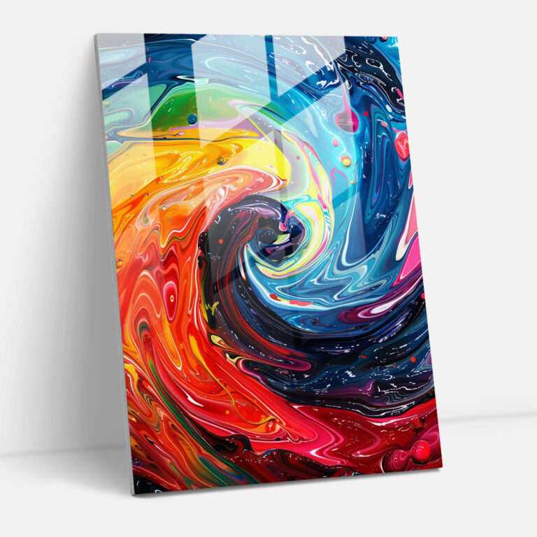 Swirling Action Painting Glass Wall Art - Action Painting, Action Painting, Wall Decoration, Home Decoration