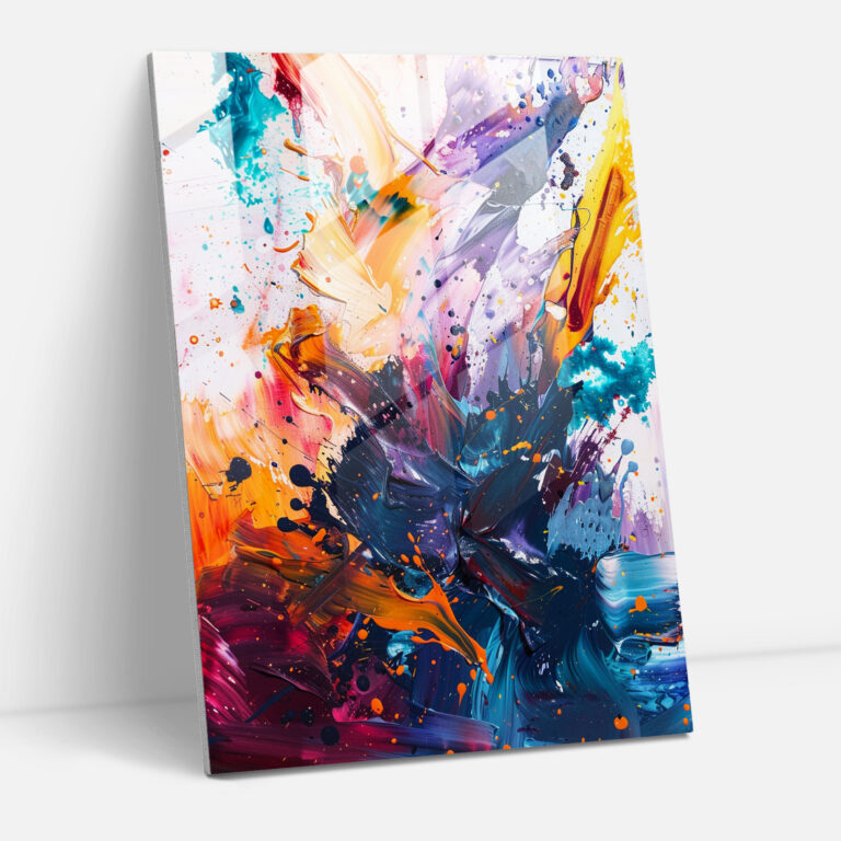 Chaotic Splashes Glass Print - Action Painting, Wall Decoration, Home Decoration, Modern Art