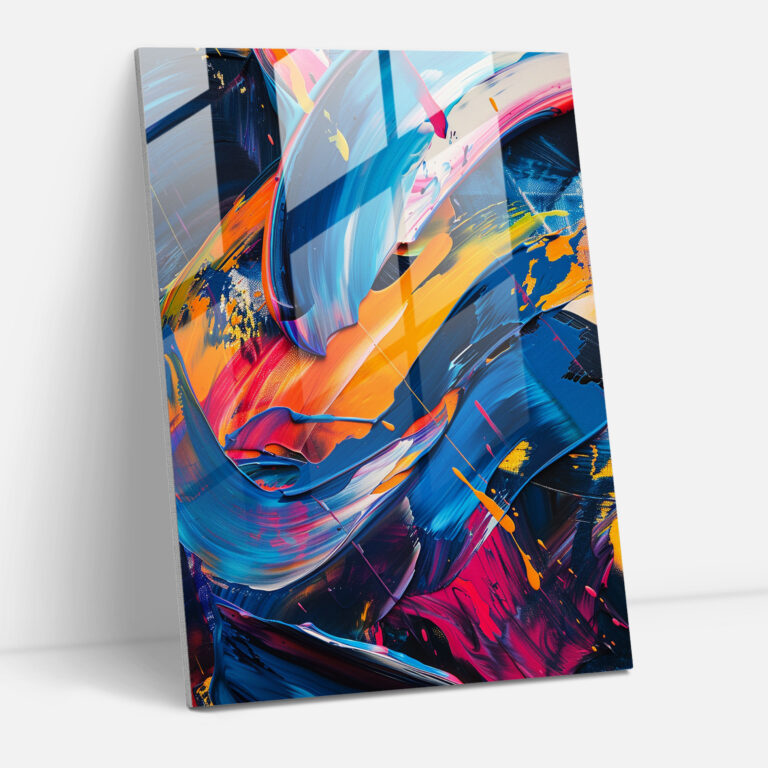 Dynamic Action Painting Glass Wall Art - Action Painting, Home Decoration, Glass Wall Art, Brush Strokes