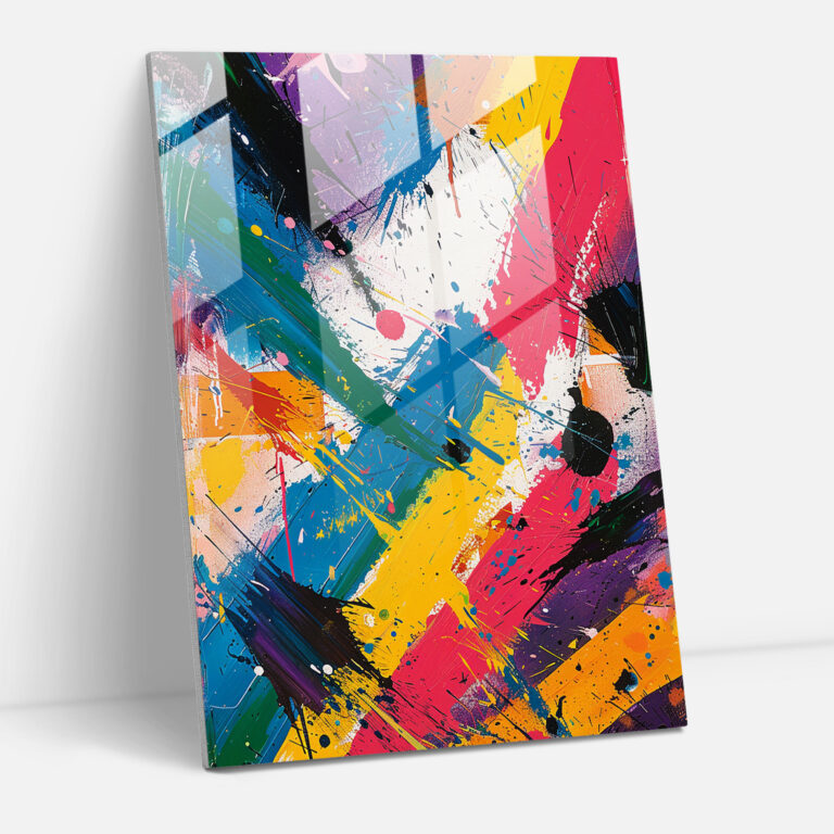 Lively Action Painting Wall Decoration - Action Painting, Glass Wall Art, Glass Print, Modern Art