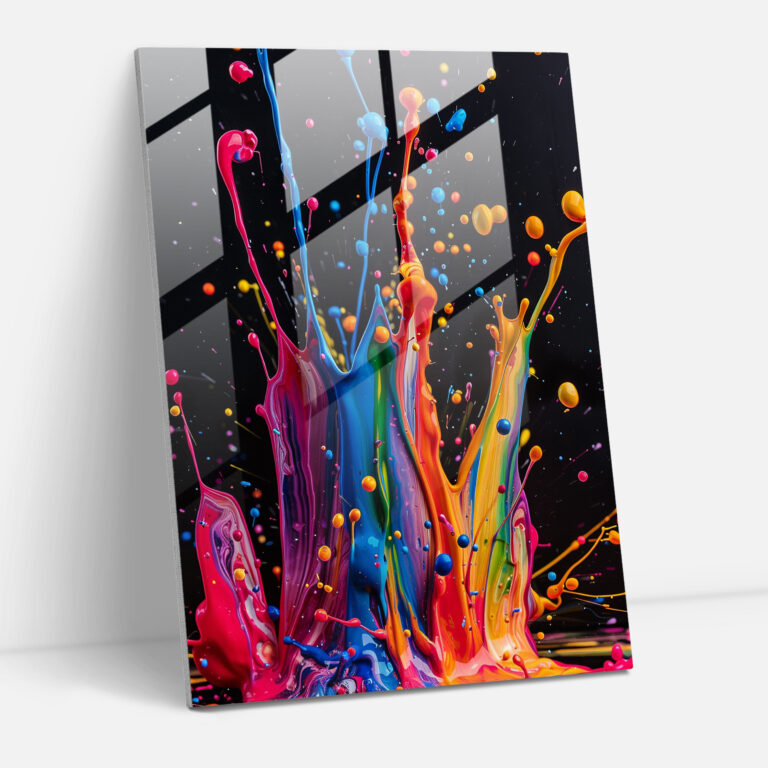 Dynamic Splatter Action Painting Glass Print - Action Painting, Glass Art, Glass Print, Splatters