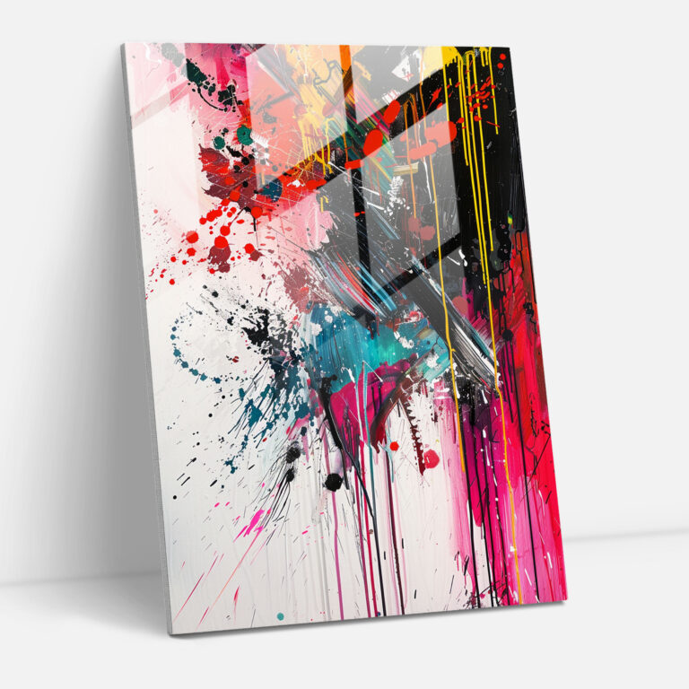 Expressive Drips Action Painting Glass Art - Action Painting, Dynamic, Expressive, Vibrant Drips