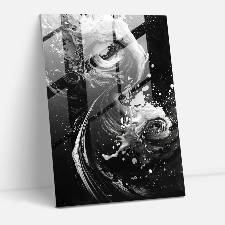 Energetic Swirls Glass Wall Art - Action Painting, Home Decoration, Glass Print, Wall Decoration