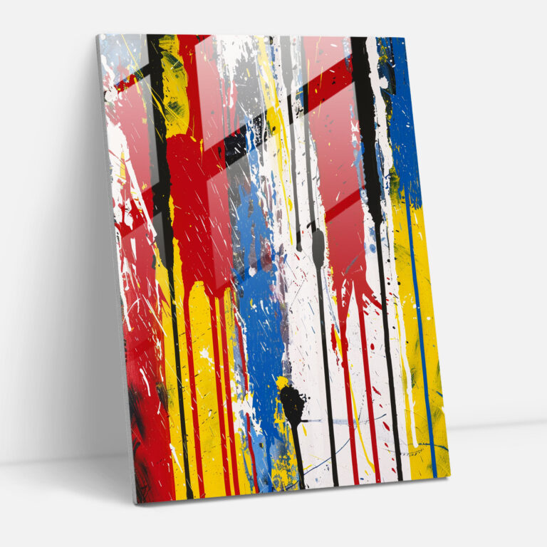 Primary Colors Glass Print - Action Painting, Modern Art, Glass Wall Art, Action Painting