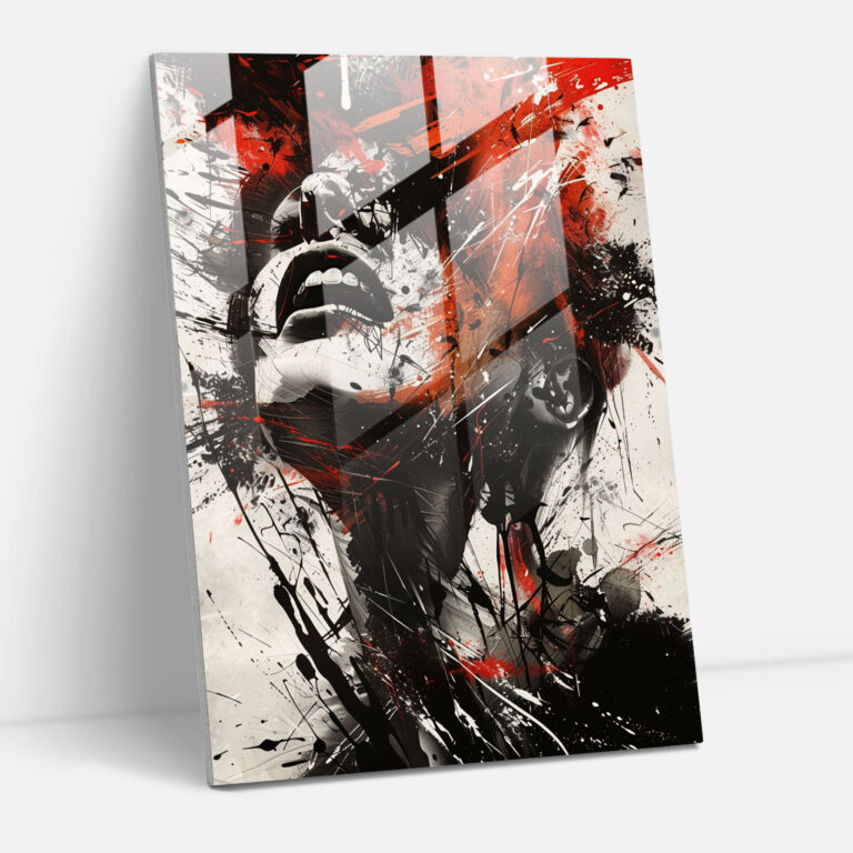 Metallic Splatters Glass Print - Action Painting, Glass Print, Home Decoration, Wall Decoration
