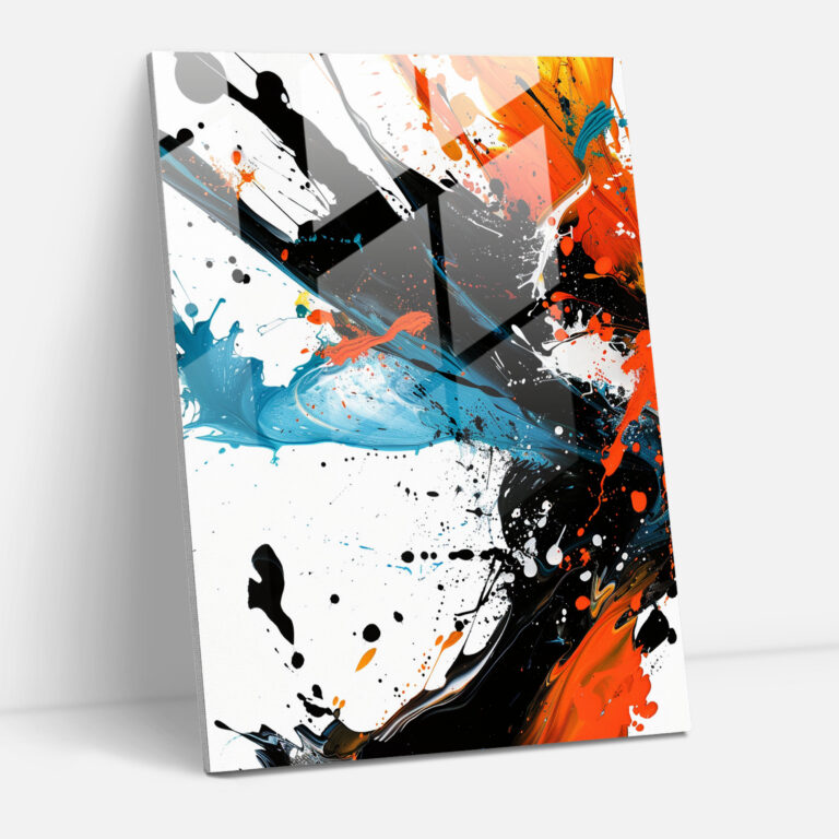 Abstract Splashes Glass Print - Action Painting, Modern Art, Wall Decoration, Home Decoration