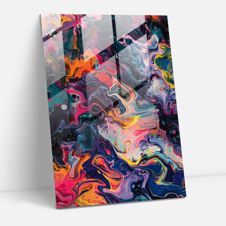 Intricate Action Painting Glass Print - Action Painting, Home Decoration, Glass Print, Action Painting