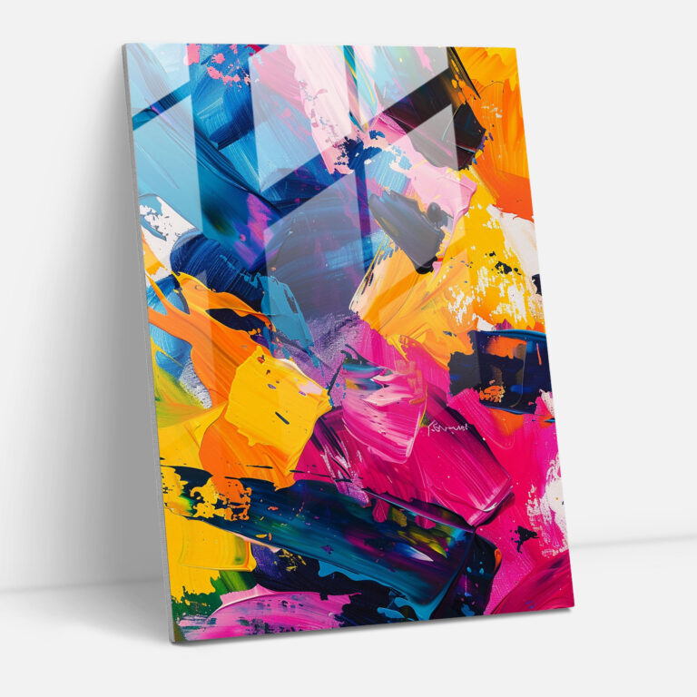 Emotional Action Painting Glass Print - Action Painting, Modern Art, Glass Art, Glass Print