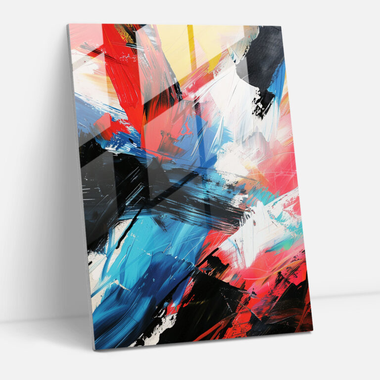 Energetic Action Painting Glass Wall Art - Action Painting, Glass Wall Art, Modern Art, Wall Decoration