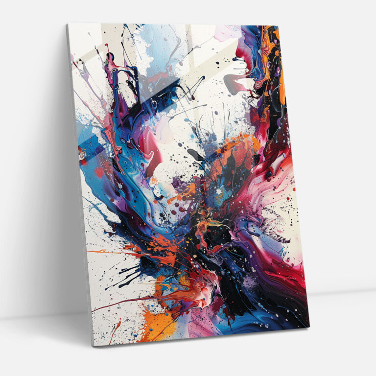 Dynamic Splashes Glass Print - Action Painting, Action Painting, Wall Decoration, Home Decoration