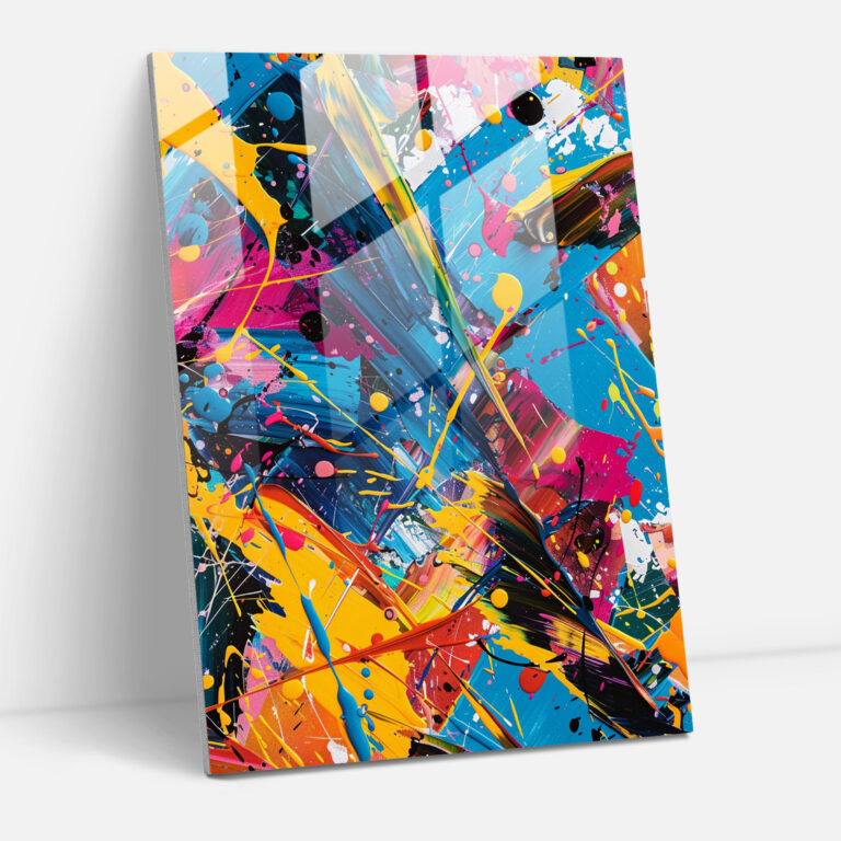 Harmonious Chaos Glass Wall Art - Action Painting, Glass Wall Art, Wall Decoration, Modern Art