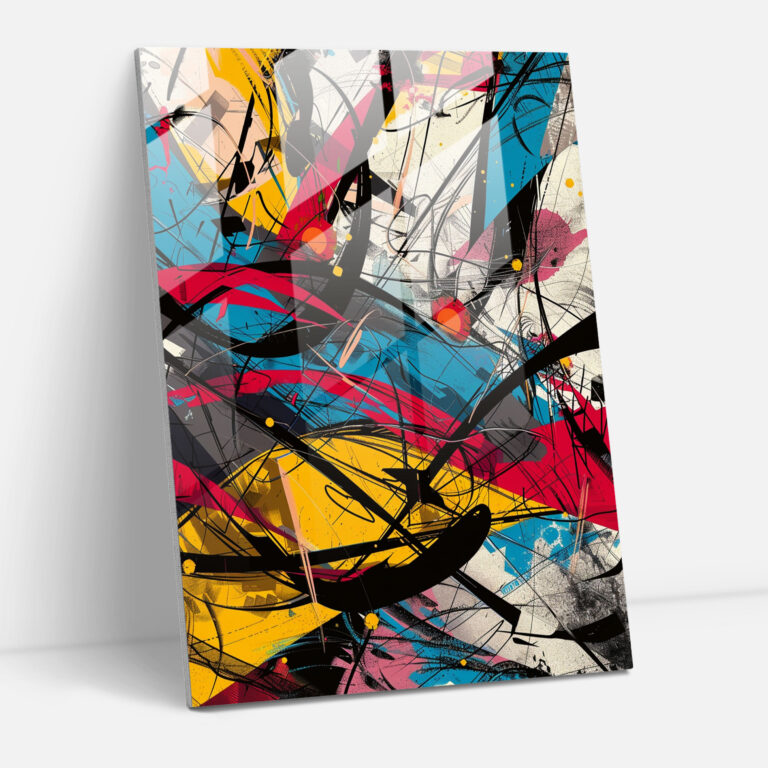 Dynamic Composition Glass Wall Art - Action Painting, Modern Art, Action Painting, Wall Decoration