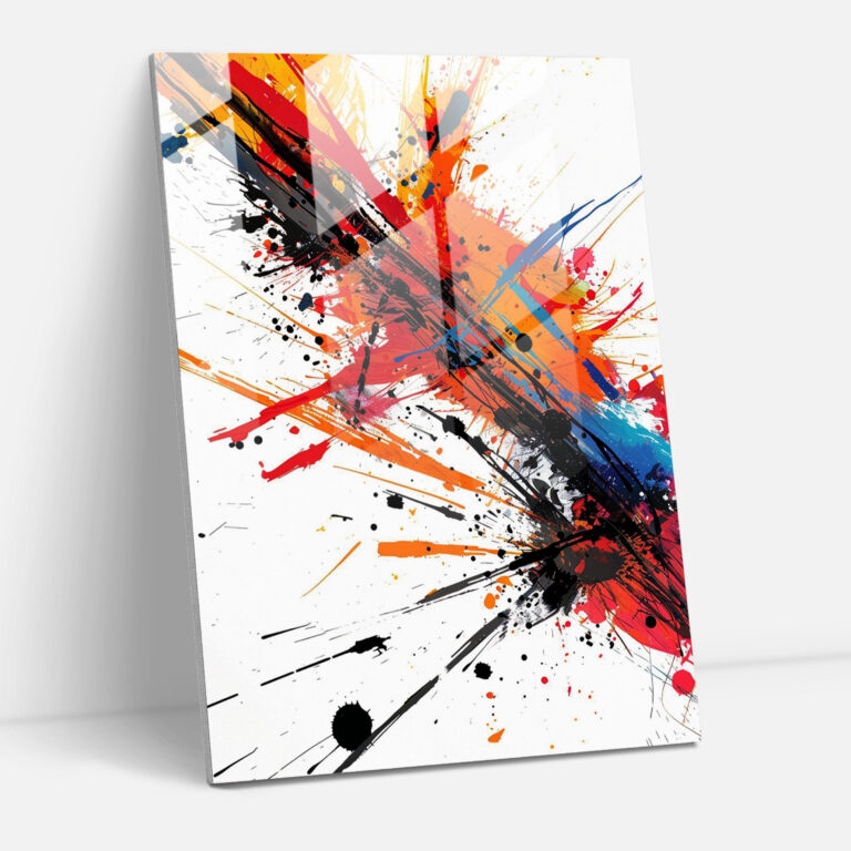 Action Painting Home Decoration - Paint Splatters And Lines - Action Painting, Glass Print, Action Painting, Abstract Art