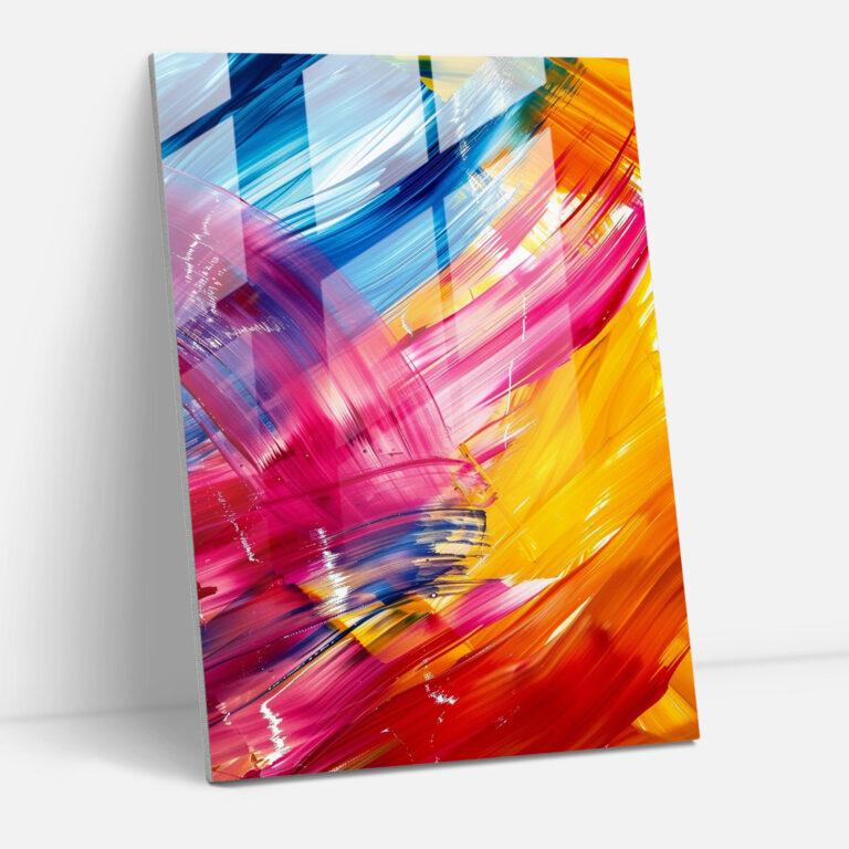 Action Painting Glass Print - Dynamic Lines And Vibrant Hues - Action Painting, Glass Print, Action Painting, Abstract Art