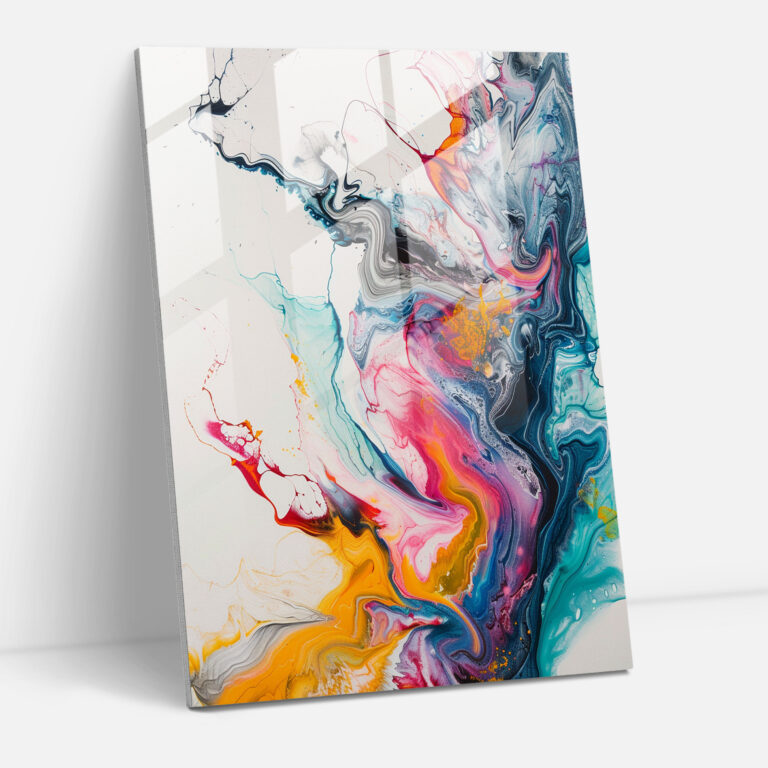 Free-Flowing Lines Action Painting Wall Decoration - Action Painting, Wall Decoration, Glass Art, Glass Print