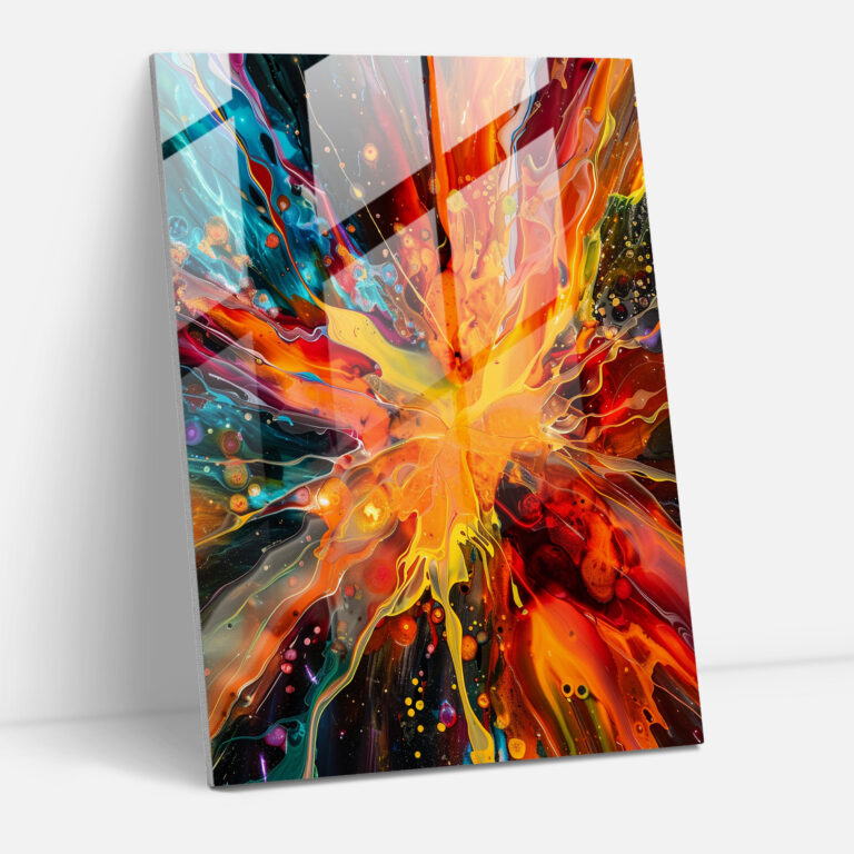Explosive Bursts Action Painting Glass Art - Action Painting, Action Painting, Glass Art, Modern Art