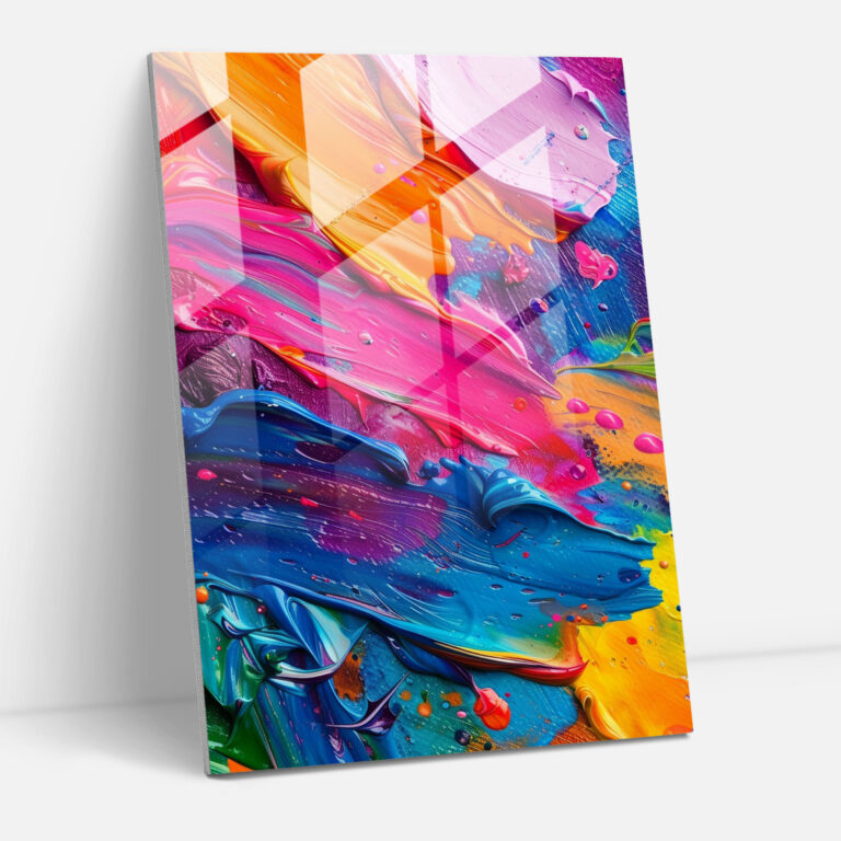 Vibrant Blends Action Painting Modern Art - Action Painting, Home Decoration, Modern Art, Glass Print