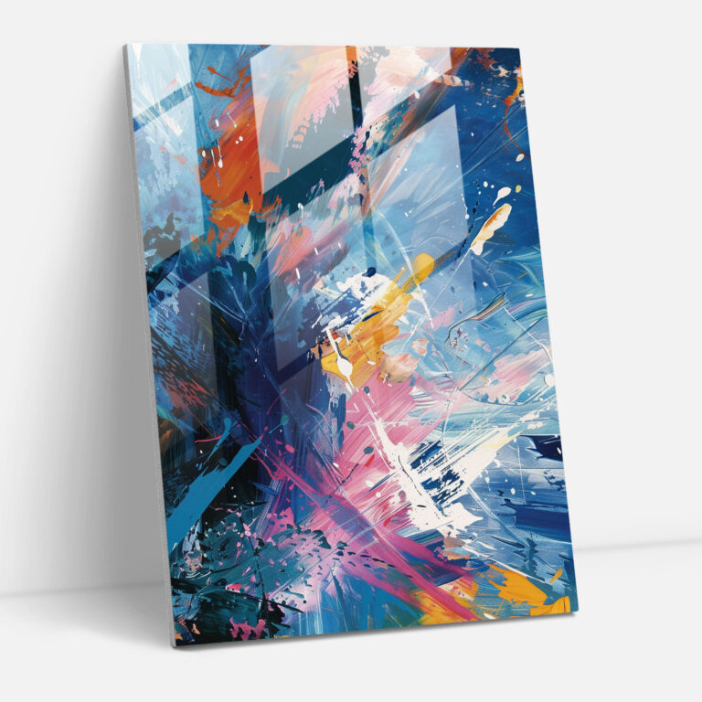 Chaotic Brush Strokes Action Painting Glass Print - Action Painting, Wall Decoration, Action Painting, Glass Art