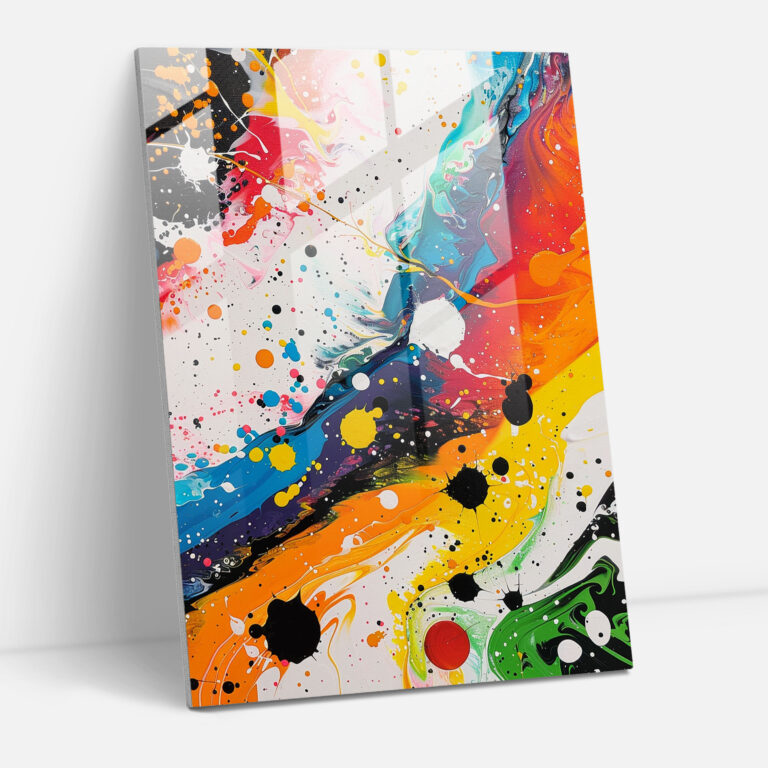 Colorful Whirlwind Action Painting Home Decoration - Action Painting, Glass Print, Glass Art, Action Painting