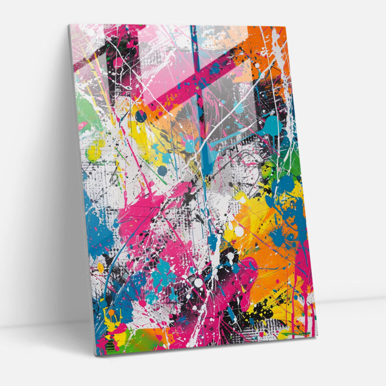 Abstract Patterns Action Painting Wall Decoration - Action Painting, Wall Decoration, Glass Print, Modern Art