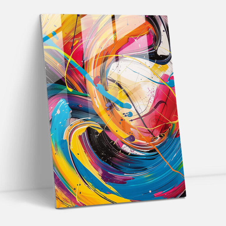 Vibrant Abstract Action Painting Glass Wall Art - Action Painting, Glass Wall Art, Home Decoration, Action Painting